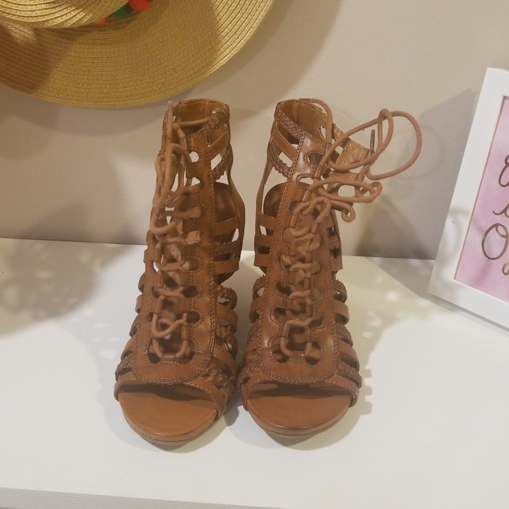 Lace up wedges